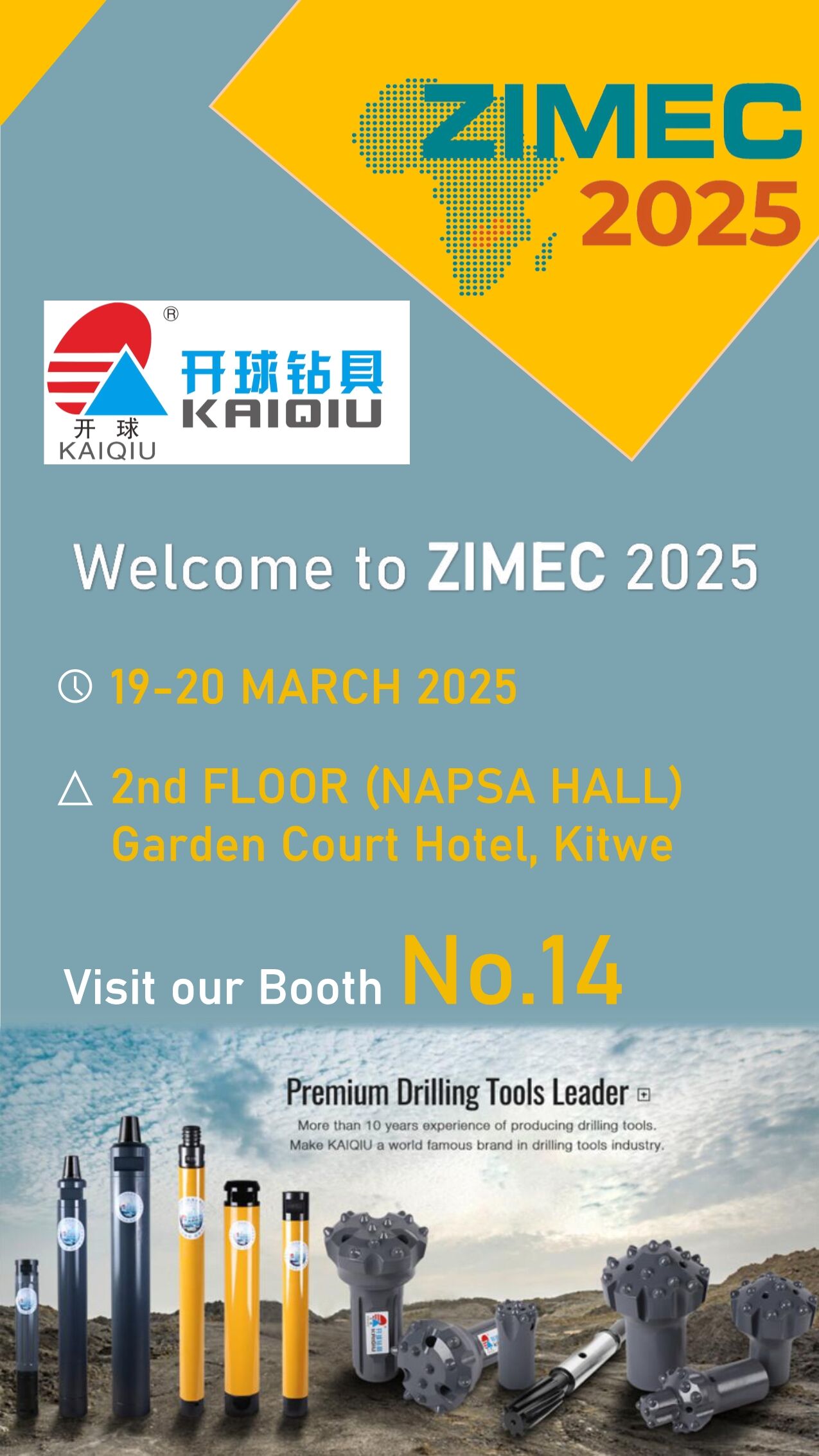 Kaiqiu Drilling Tools Co., Ltd. te invita a visitarnos en Zimec 2025